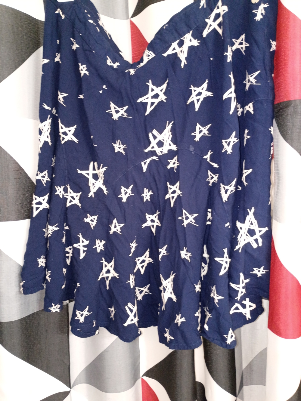 Women's Navy Star-Print Midi Skirt